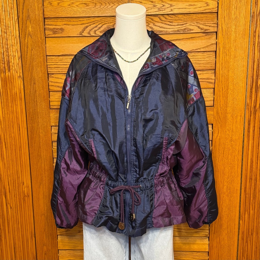 Vintage Out Brook Windbreaker Jacket Purple Navy Blue Retro 80s Halloween